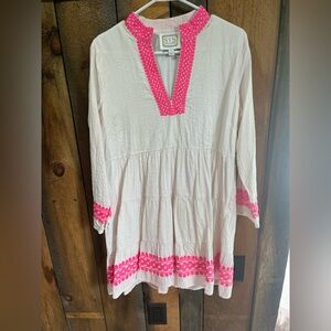 Sail to Sable Seersucker Cream and Pink dress